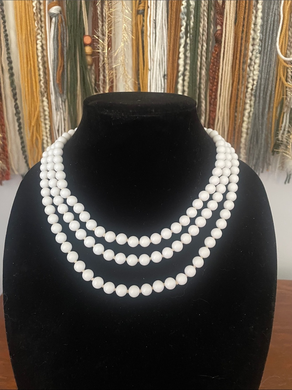 Classic Triple-Strand White Bead Necklace - Elegant Women’s Jewelry